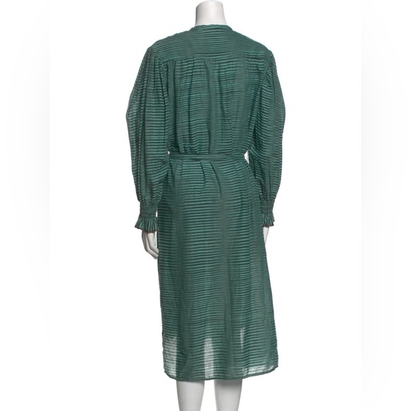 Ulla Johnson Striped Dress Maxi Midi Green Blue Beach Vacation Boho Size XS 2 - Picture 3 of 4